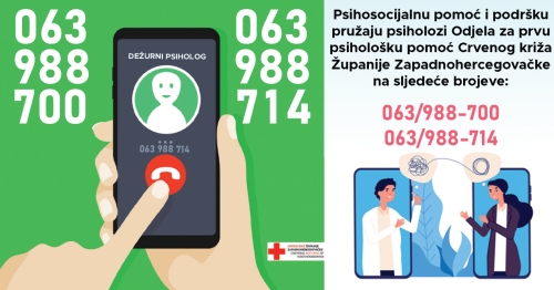 CK ŽZH: Otvorene telefonske linije za pružanje psihosocijalne pomoći