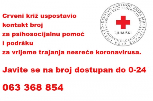 Crveni križ uspostavio kontakt broj za psihosocijalnu pomoć