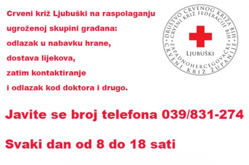 Crveni križ Ljubuški svaki dan na raspolaganju ugroženoj skupini građana